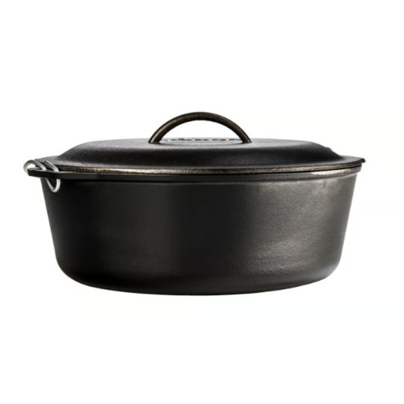 Lodge Cast Iron Dutch Oven Pre-Seasoned with Lid Wire Bail Handle 7 Quarts NEW - Picture 2 of 7